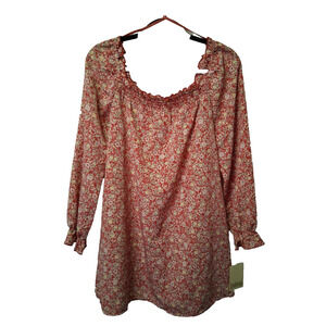 Bepop Women 100% Polyester summer Off Shoulder Long Sleeves Floral Lightweight-L